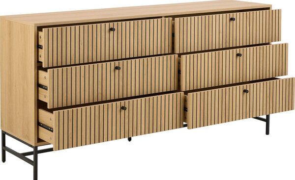 Cassettiera effetto rovere in colore naturale 158x80x40 cm Albany - Actona