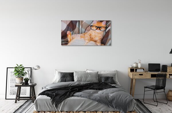 Quadro su tela Leggendo un gatto 100x50 cm