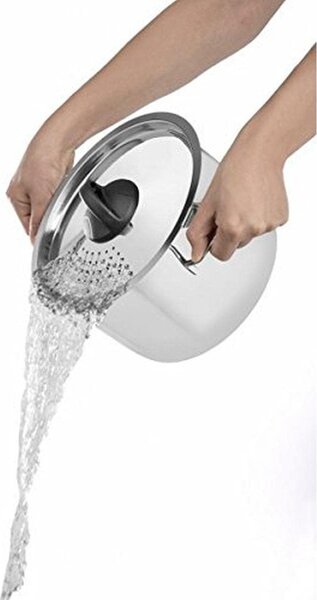 BARAZZONI Pentola Cuoci Pasta in Acciaio Inox cm 22 con Coperchio Resistente al Forno - Scolaveloce