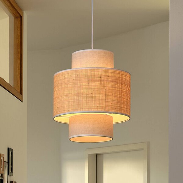 OSRAM Lampada a sospensione Decor Wrap Cylinder, dimmerabile, Crema / Ambra, Soggiorno / Sala da pranzo, Tessuto / Stoffa / Seta, Campagna / Rustiche, Lampada a sospensione