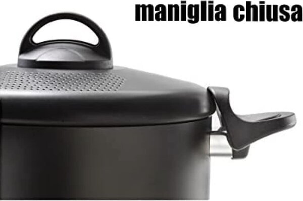 Accademia Mugnano Pentola Cuoci Pasta Antiaderente in Alluminio cm 22 con Coperchio