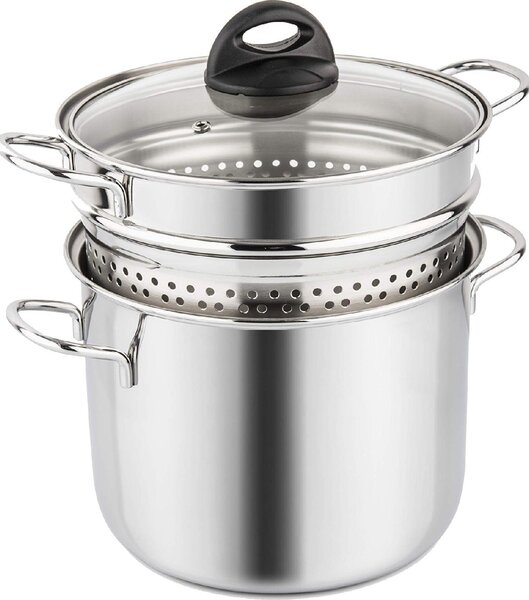BARAZZONI Pentola Cuoci Pasta Pastaiola in Acciaio Inox cm 22 con Cestello Scolapasta - Cuoci e Vedi
