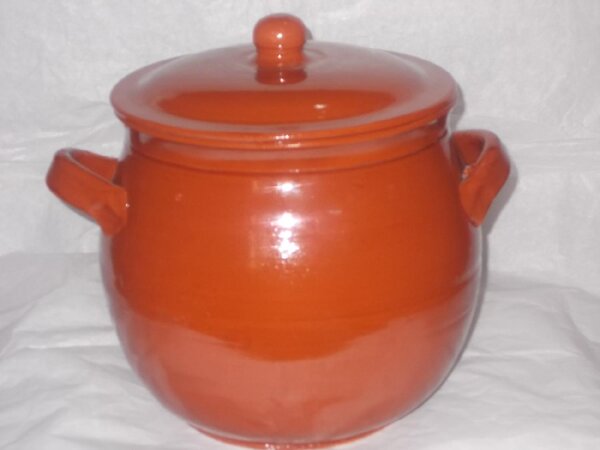 Barone Ceramica Pentola in Terracotta per Fuoco con Retina Spargifiamma cm 24 con Coperchio