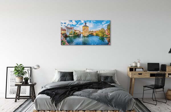 Quadro su tela Germania River Posa Città Vecchia 100x50 cm