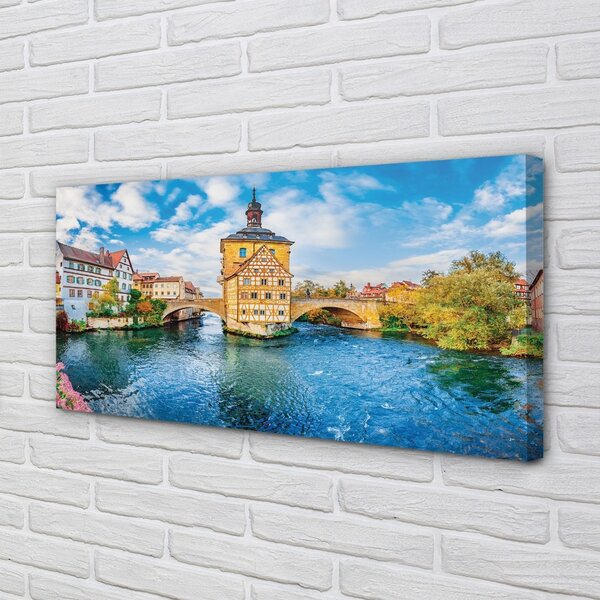 Quadro su tela Germania River Posa Città Vecchia 100x50 cm