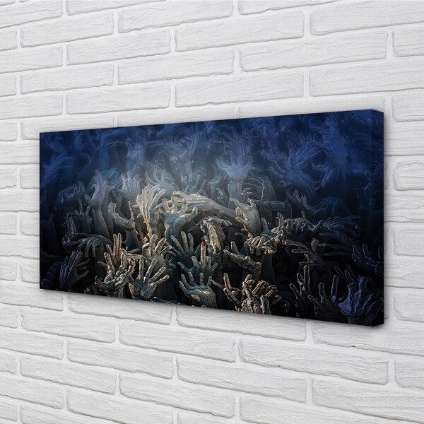 Stampa quadro su tela Mani Luce blu 100x50 cm