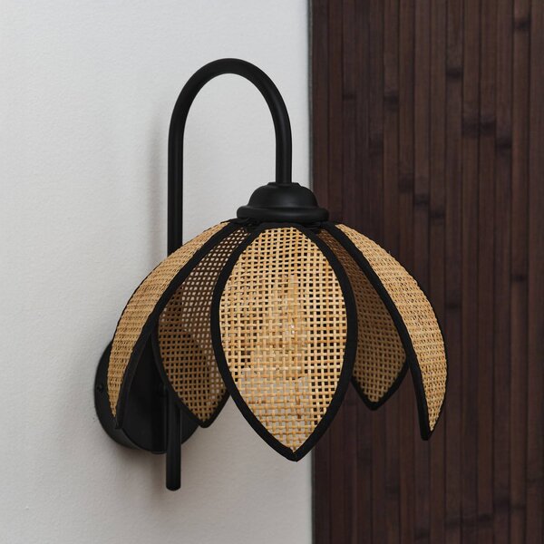 OSRAM Applique da parete Decor Rattan Lotus, dimmerabile, Crema / Ambra, Soggiorno / Sala da pranzo, Legno, Mediterraneo, Applique