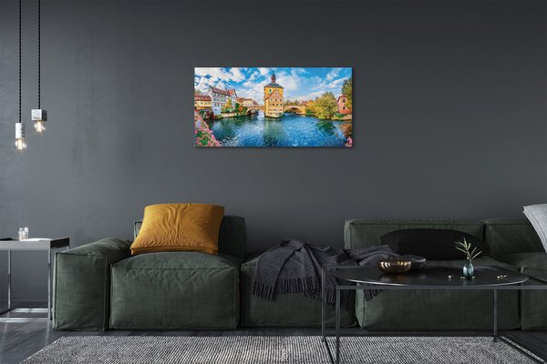 Quadro su tela Germania River Posa Città Vecchia 100x50 cm