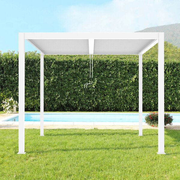 VivaGarden Pergola Bioclimatica da Esterno in Alluminio Copertura a Lamelle Orientabili Dimensioni 4x4x2,5 mt colore Bianco