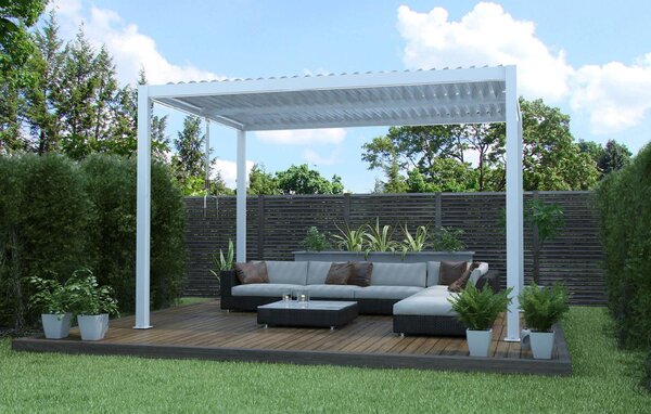 VivaGarden Pergola Bioclimatica da Esterno in Alluminio Copertura a Lamelle Orientabili Dimensioni 4x4x2,5 mt colore Bianco