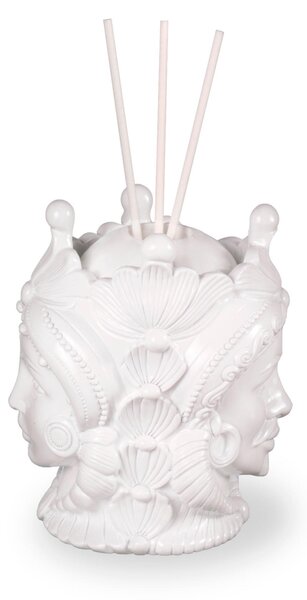 Vaso fiori Testa di Moro con piantina COLORE BIANCO Media 7xh 10 cm - bifacciale moro siciliano uomo donna
