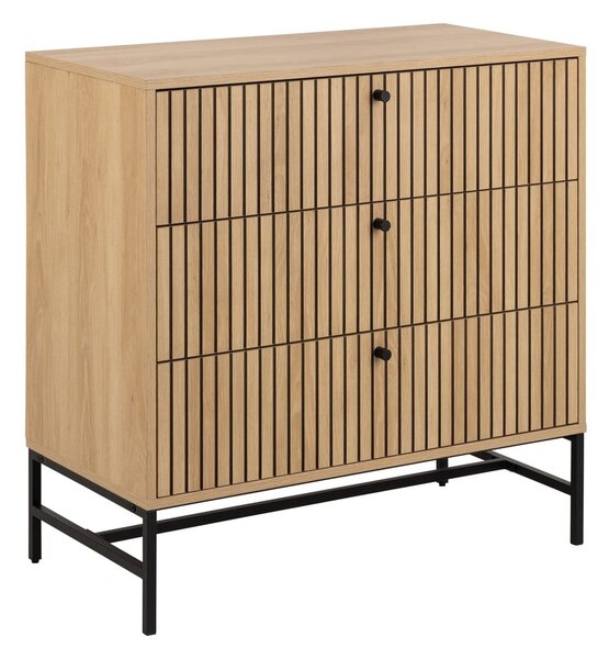 Cassettiera effetto rovere in colore naturale 81x80x40 cm Albany - Actona