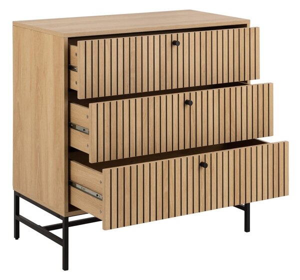 Cassettiera effetto rovere in colore naturale 81x80x40 cm Albany - Actona