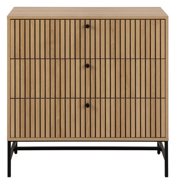 Cassettiera effetto rovere in colore naturale 81x80x40 cm Albany - Actona