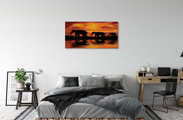 Stampa quadro su tela Lago di West Elephants 100x50 cm