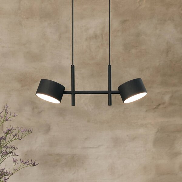OSRAM Lampada LED a sospensione Decor Kyoto, 2 luci, nera, dimmerabile, Nero, Soggiorno / Sala da pranzo, Alluminio, Moderno
