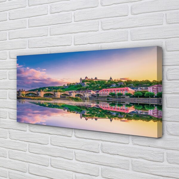 Quadro stampa su tela Germania Sunset River 100x50 cm