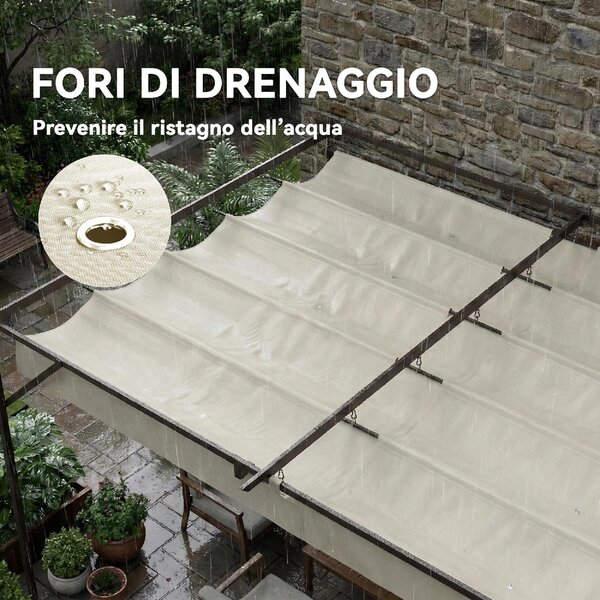 VivaGarden Pergola da Esterno Addossata in Acciao/Poliestere Dimensioni 3x4 m colore Bianco Crema