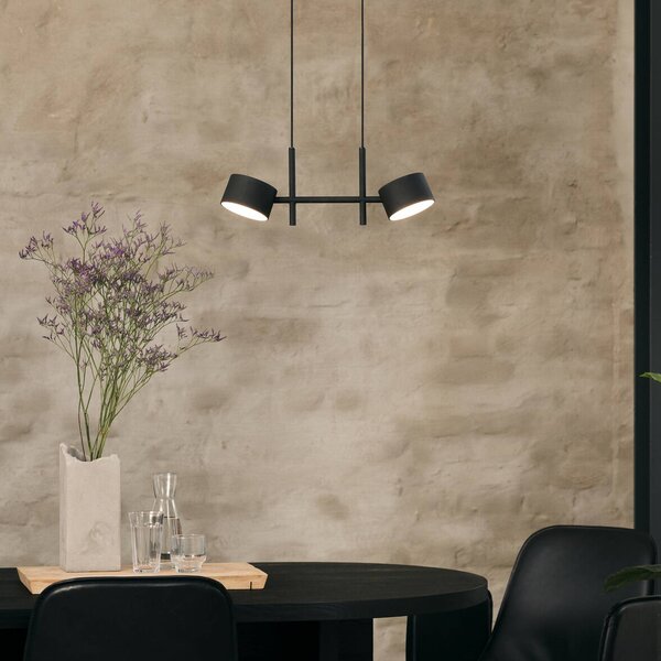 OSRAM Lampada LED a sospensione Decor Kyoto, 2 luci, nera, dimmerabile, Nero, Soggiorno / Sala da pranzo, Alluminio, Moderno