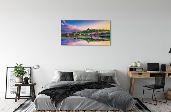 Quadro stampa su tela Germania Sunset River 100x50 cm