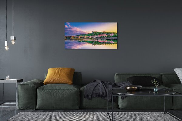 Quadro stampa su tela Germania Sunset River 100x50 cm