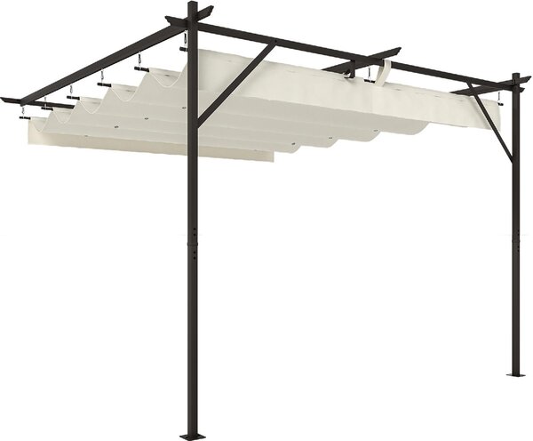 VivaGarden Pergola da Esterno Addossata in Acciao/Poliestere Dimensioni 3x3 m colore Crema