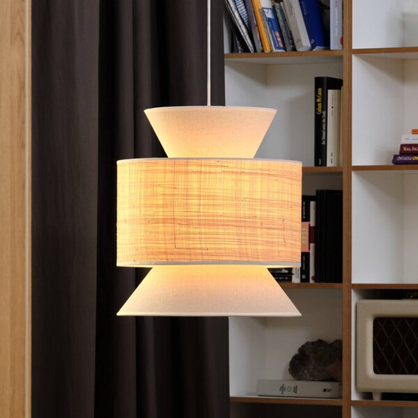 OSRAM Lampada a sospensione Decor Wrap Cone, dimmerabile, Crema / Ambra, Soggiorno / Sala da pranzo, Tessuto / Stoffa / Seta, Campagna / Rustiche, Lampada a sospensione