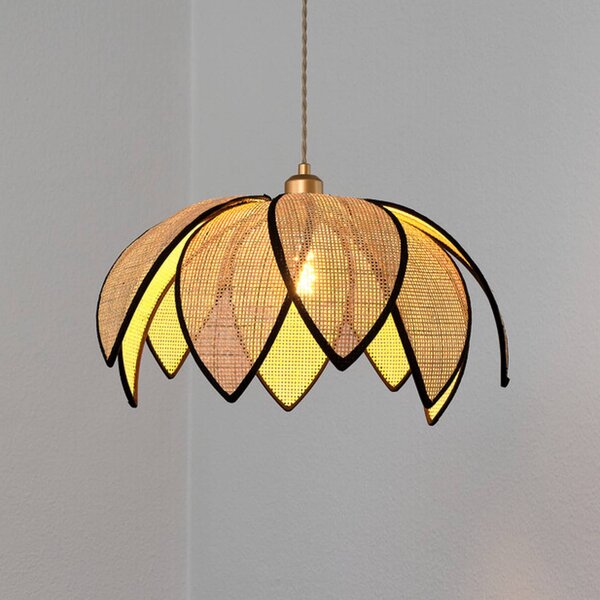 OSRAM Lampada a sospensione Decor Rattan Lotus, dimmerabile, Crema / Ambra, Soggiorno / Sala da pranzo, Legno, Mediterraneo, Lampada a sospensione