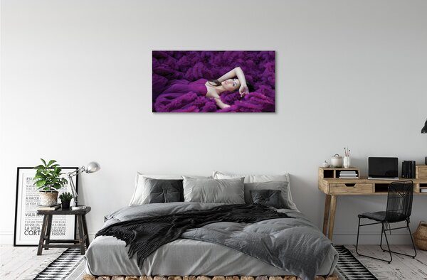 Quadro su tela Donna viola 100x50 cm
