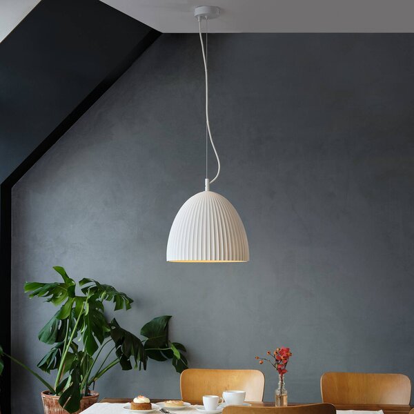 OSRAM Lampada a sospensione Decor Plaster Routes Bell, dimmerabile, Bianco / Opale, Soggiorno / Sala da pranzo, Gesso / Argilla, Lampada a sospensione