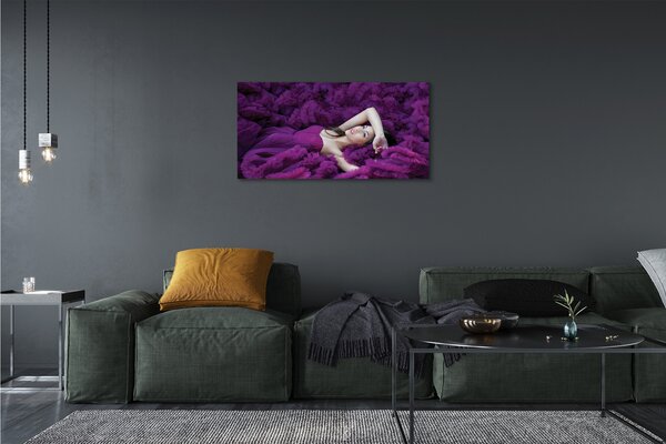 Quadro su tela Donna viola 100x50 cm