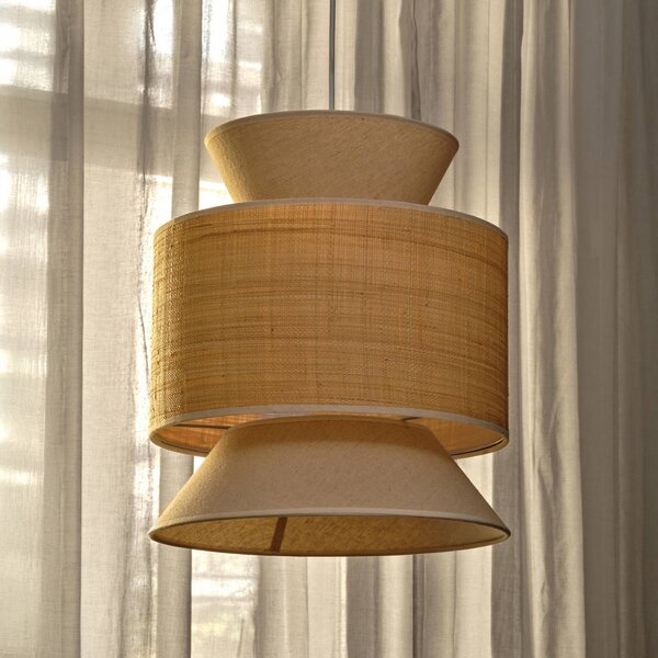 OSRAM Lampada a sospensione Decor Wrap Cone, dimmerabile, Crema / Ambra, Soggiorno / Sala da pranzo, Tessuto / Stoffa / Seta, Campagna / Rustiche, Lampada a sospensione