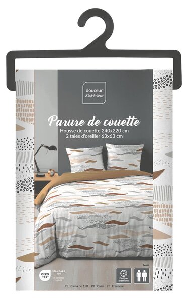 Set copripiumino e federa bianco in microfibra per letto matrimoniale ed esteso 240x220 cm Zenith – douceur d'intérieur