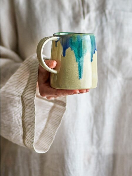 Tazza blu/beige in gres 450 ml Yori – Bloomingville