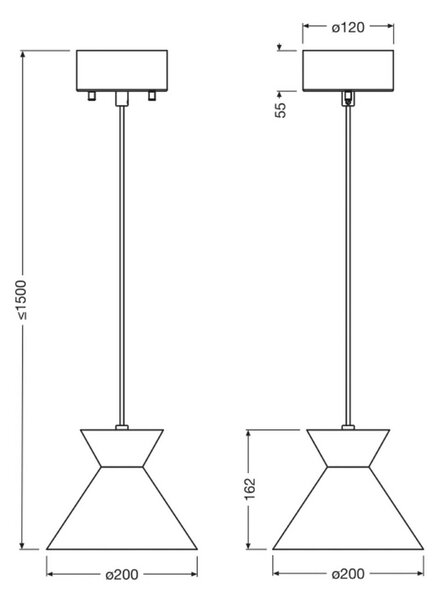 OSRAM Lampada a sospensione Decor Waist, dimmerabile, Nero, Soggiorno / Sala da pranzo, Metallo, Moderno, Lampada a sospensione