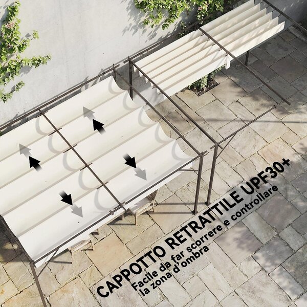 VivaGarden Pergola da Esterno Addossata in Acciao/Poliestere Dimensioni 3x4 m colore Bianco Crema