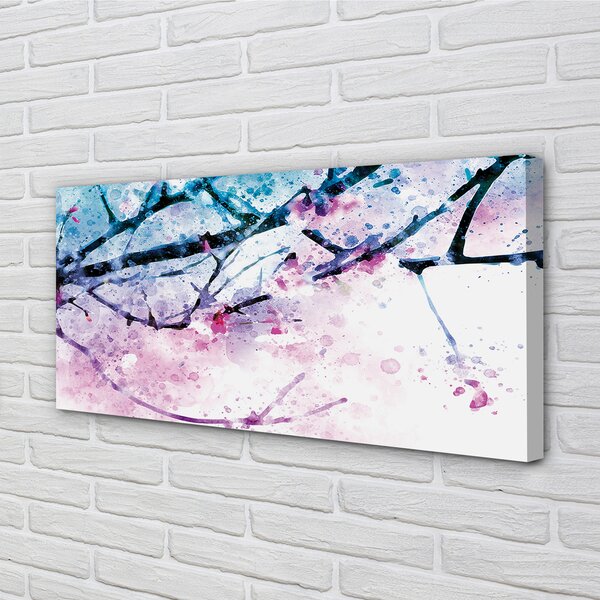 Quadro su tela Albero di bastoncini cielo 100x50 cm