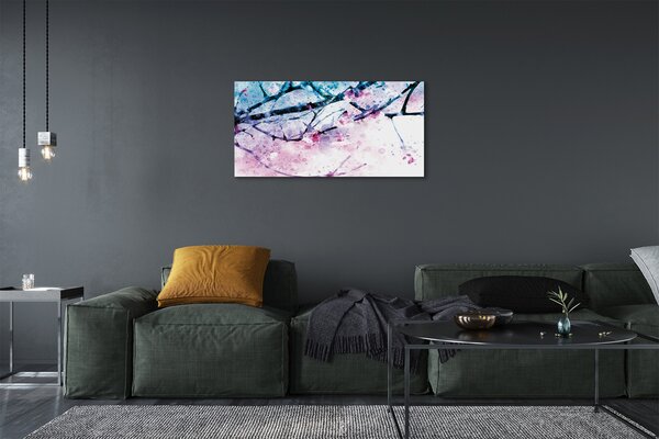 Quadro su tela Albero di bastoncini cielo 100x50 cm