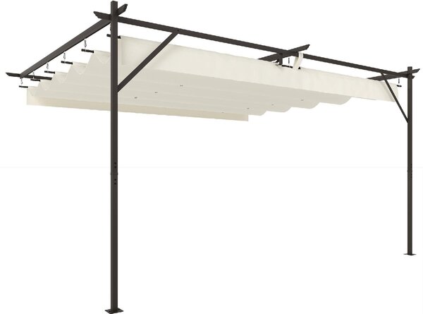 VivaGarden Pergola da Esterno Addossata in Acciao/Poliestere Dimensioni 3x4 m colore Bianco Crema