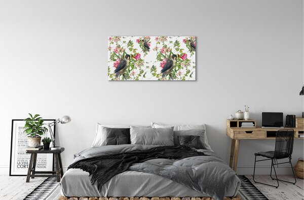 Quadro su tela Uccelli sul ramo 100x50 cm