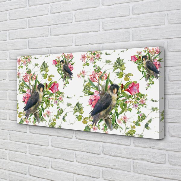 Quadro su tela Uccelli sul ramo 100x50 cm