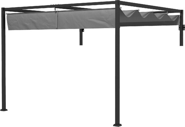VivaGarden Pergola da Esterno Addossata in Acciaio/Poliestere Dimensioni 3x4 mt colore Grigio