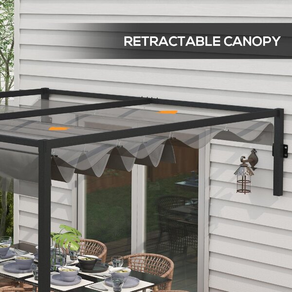 VivaGarden Pergola da Esterno Addossata in Acciaio/Poliestere Dimensioni 3x4 mt colore Grigio