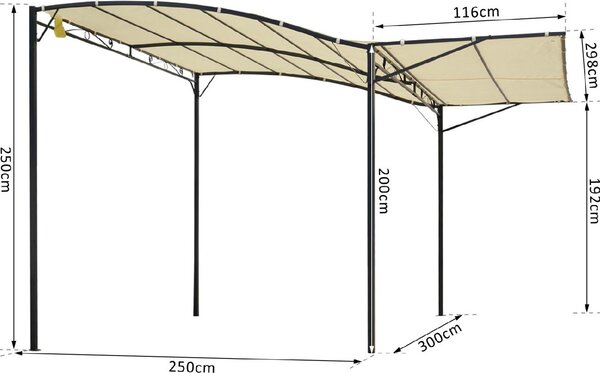 VivaGarden Pergola da Esterno in Acciaio/Poliestere Dimensioni 3x2,5 mt colore Crema