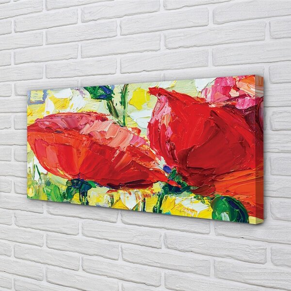 Quadro su tela Fiori rossi 100x50 cm