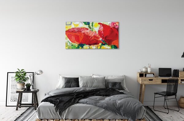 Quadro su tela Fiori rossi 100x50 cm