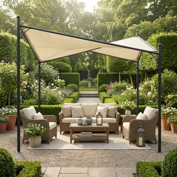 VivaGarden Pergola da Esterno in Acciaio/Poliestere Dimensioni 3.5x3.5 mt colore Ecr - Alicante