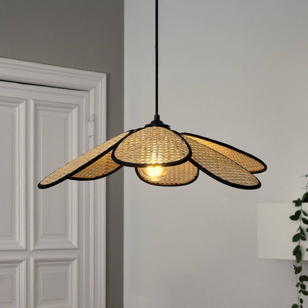 OSRAM Lampada a sospensione Decor Rattan Daisy, dimmerabile, Crema / Ambra, Soggiorno / Sala da pranzo, Legno, Mediterraneo, Lampada a sospensione