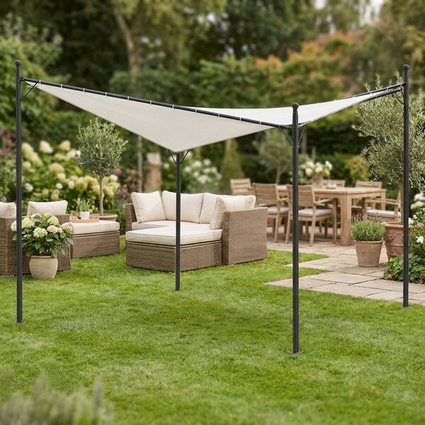 Domus Pergola da Esterno in Acciaio/Poliestere Dimensioni 3,5x3,5 mt colore Bianco - Zante