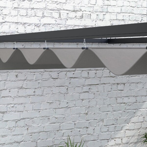 VivaGarden Pergola da Esterno Addossata in Acciaio/Poliestere Dimensioni 3x4 mt colore Grigio